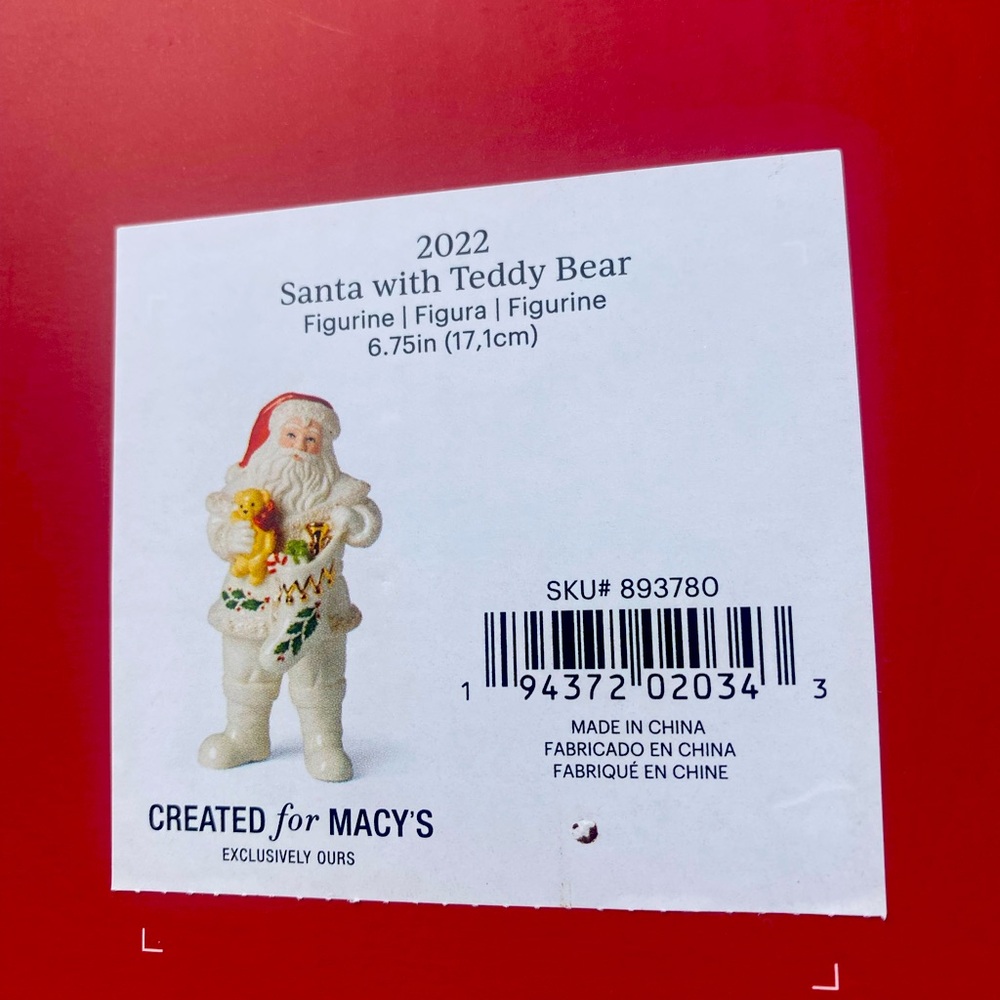 Lenox Santa with Teddy Bear